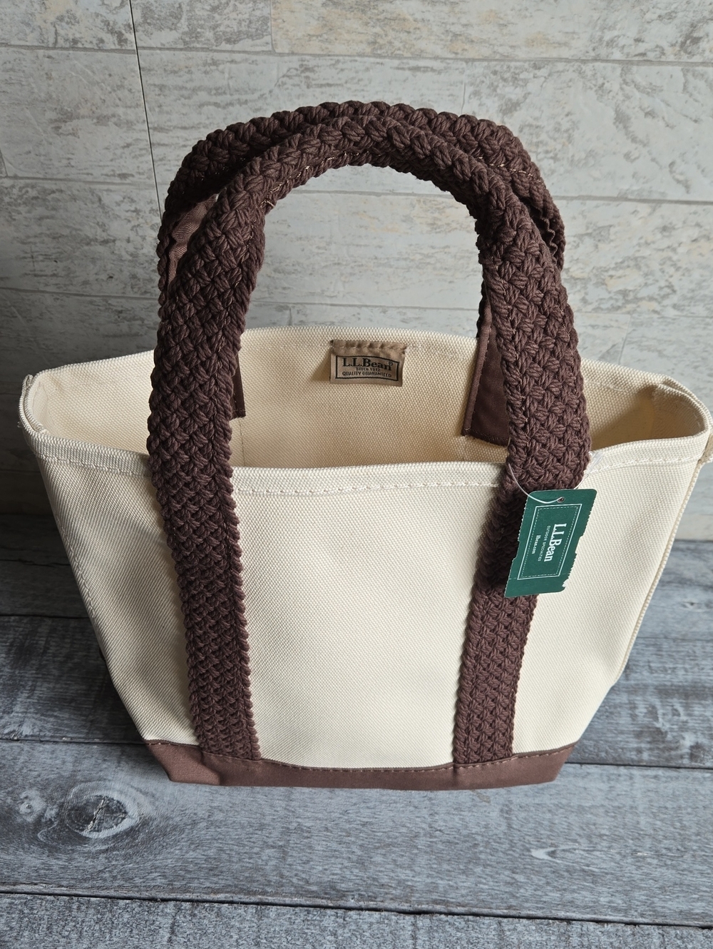 NWT L.L. Bean Japan Boat And Tote Edition Web Handle Bag Canvas Brown Small - Picture 3 of 9